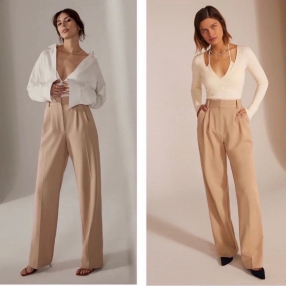 FAVORITE DAUGHTER The Favorite Pant Shortie Pleated Trouser in Beige Womens 12 - Picture 1 of 4